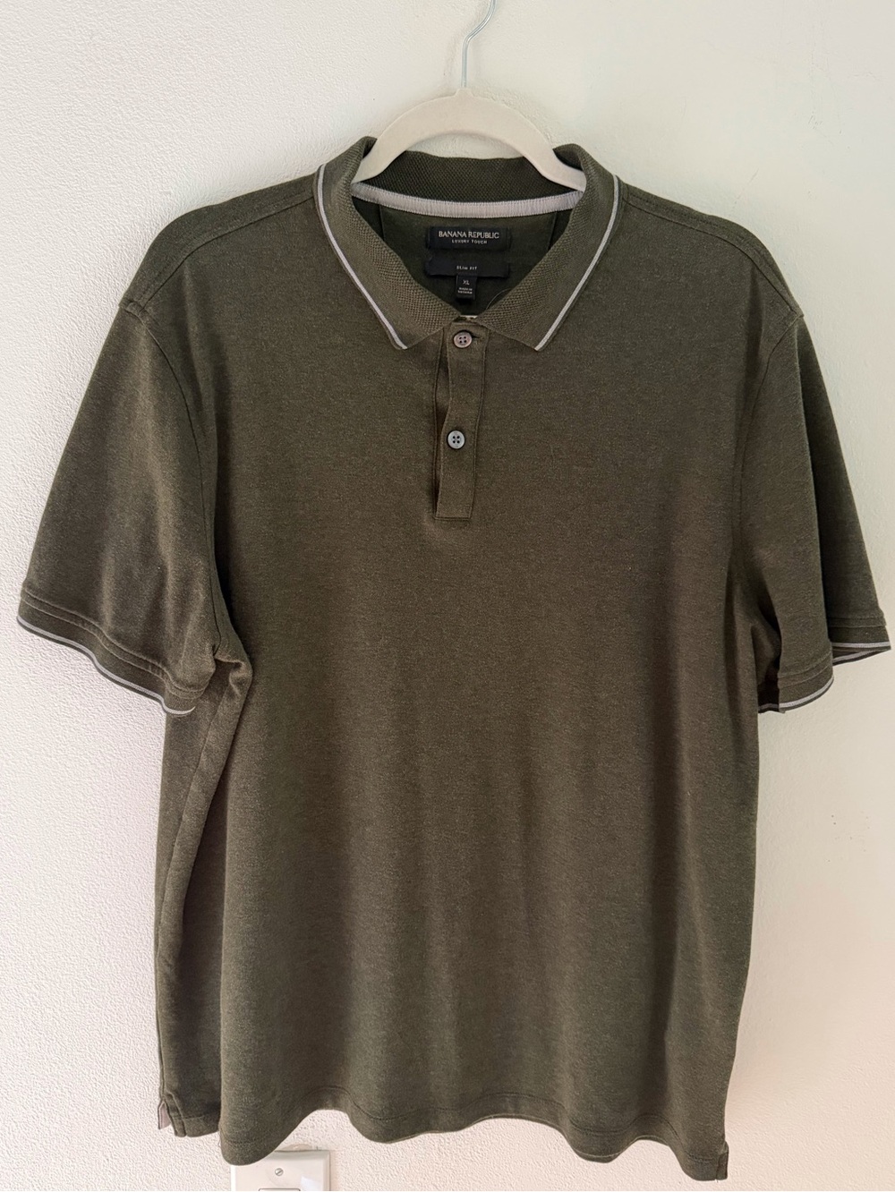 Banana Republic Men’s Olive Green Polo with Contrast Trim Size XL